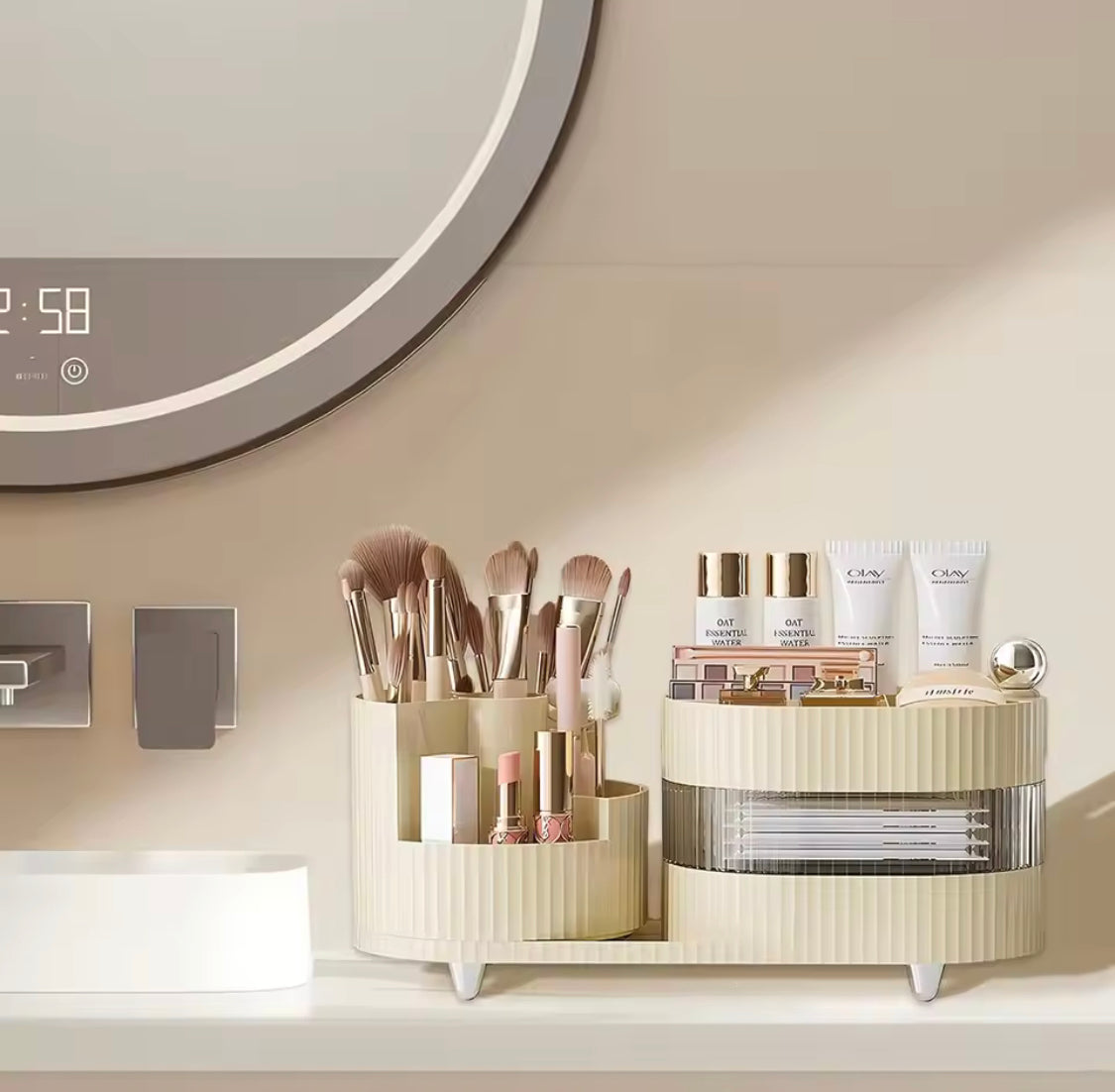 360° Rotating Makeup Brush Holder, Cosmetic Storage Countertop Organizer, Large Capacity Cosmetic Storage Case 360° Rotating Makeup Brush Holder, Cosmetic Storage Countertop Organizer, Large Capacity Cosmetic Storage Case